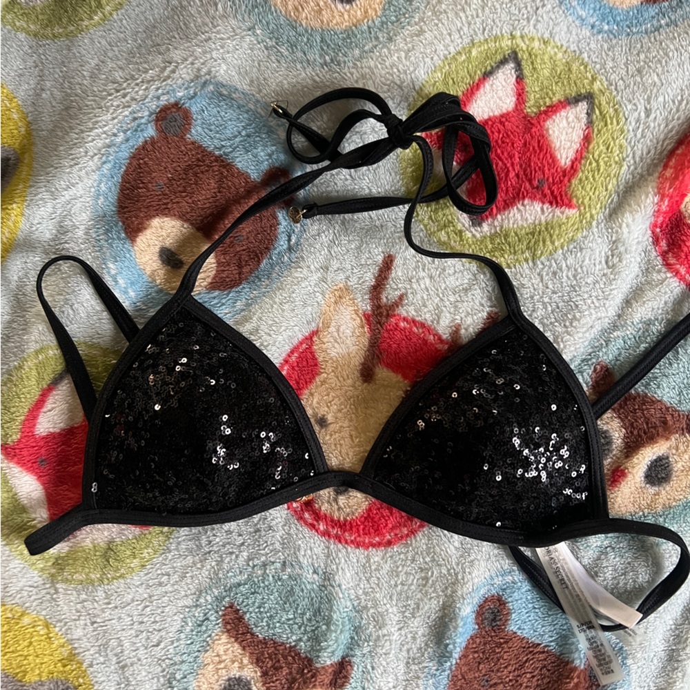 Victoria's Secret Black Sequin Swim Top